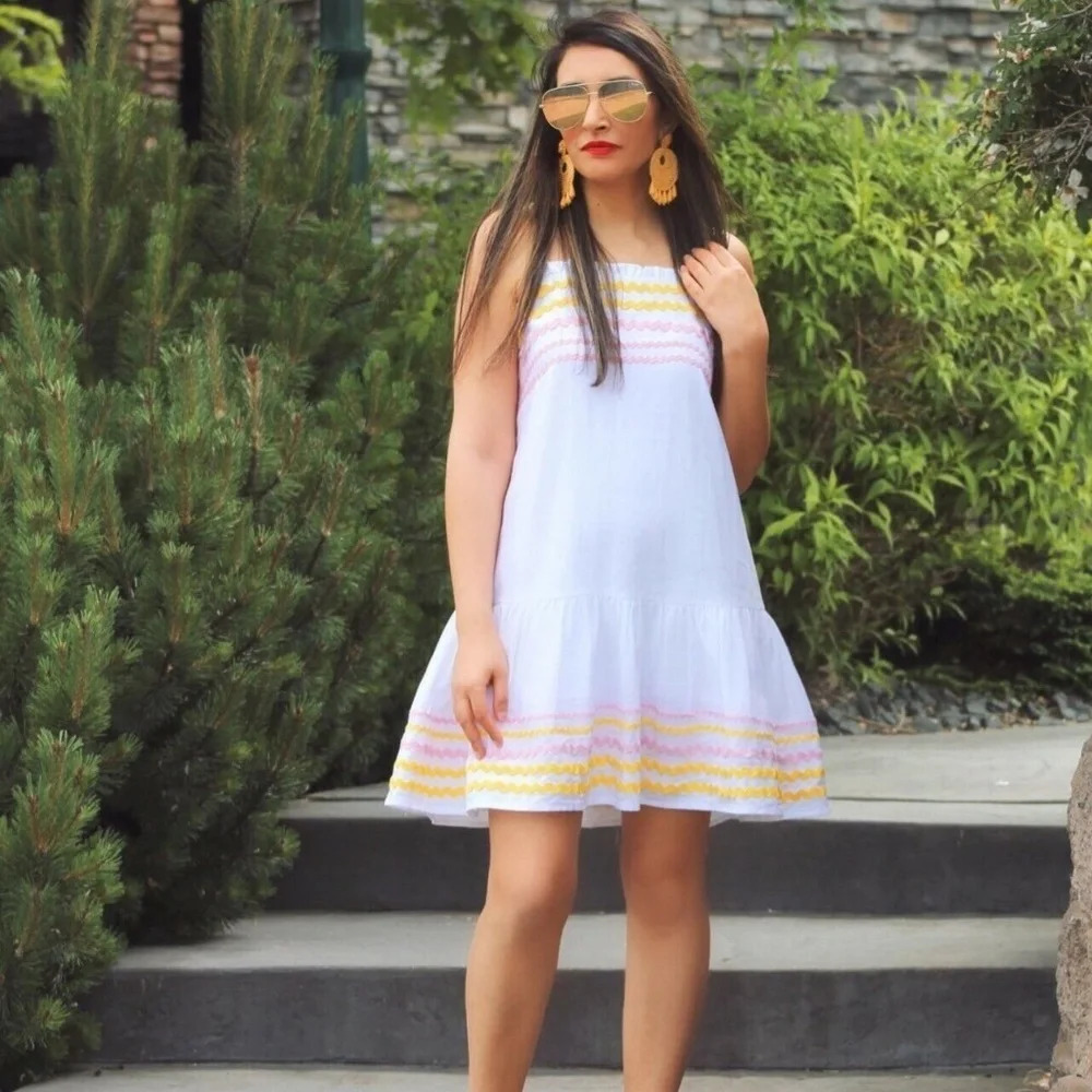 Lisa Marie Fernandez x Target White Ric Rac Linen Mini Dress Size XXS